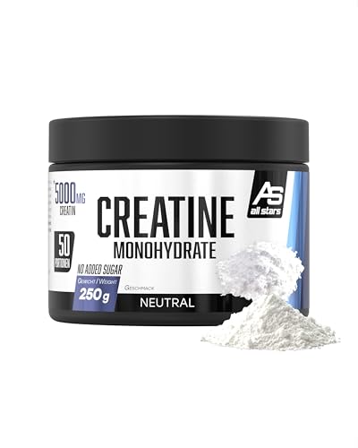 ALL STARS Creatin Monohydrat Pulver hochdosiert 250g vegan - 100% Creatin Monohydrat 5000mg pro Tagesration, Ohne Zuckerzusatz und künstliche Zusatzstoffe, Laktose- & glutenfrei