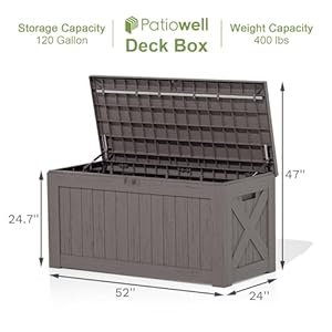 Patiowell120gallonlargedeckboxoutdoorlockablestorageboxforgardeningtoolswaterproofdeckboxforpatiofurniturebrown Urban Country Home Decor Patiowell 120 gallon large deck box outdoor lockable storage box for gardening tools waterproof deck box for patio furniture brown urban country home decor