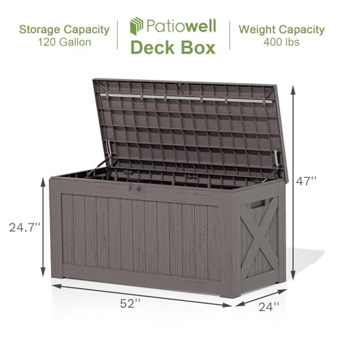 Patiowell120gallonlargedeckboxoutdoorlockablestorageboxforgardeningtoolswaterproofdeckboxforpatiofurniturebrown Urban Country Home Decor Patiowell 120 gallon large deck box outdoor lockable storage box for gardening tools waterproof deck box for patio furniture brown urban country home decor