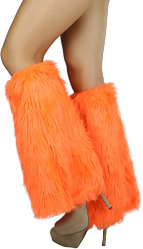 ToBeInStyle Women’s Faux Vibrant Fur Retro Daring 60' Inspired Ravewear Knee High Leg Warmers3