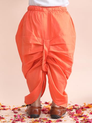 Image of POLKA TOTS Premium Cotton Dhoti Kurta Set for Kids Boys | Traditional Angrakha Style Ethnic Wear for Boys | Kurta Dhoti Set for Kids | Festive & Wedding Clothing Set for Baby