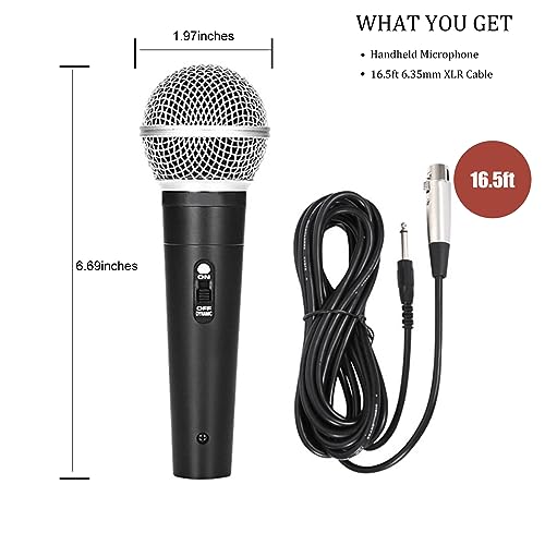 TUMAN プロ有線マイク カラオケマイク 歌唱用ハンドヘルドマイク カーディオイドダイナミックボーカルマイク スピーカーAMP用16.4フィートXLRケーブル付き プロフェッショナルマイク 歌声録音用