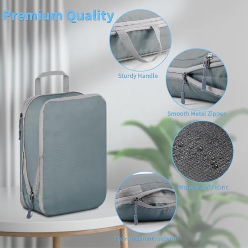 Compression Packing Cubes - 6 PCS Packing Cubes for Suitcases, Extensible Suitcase Organiser Bags Travel Luggage Organiser Set for Suitcase Backpack Travel Essentials or Home Storage (Grey) - Image 4