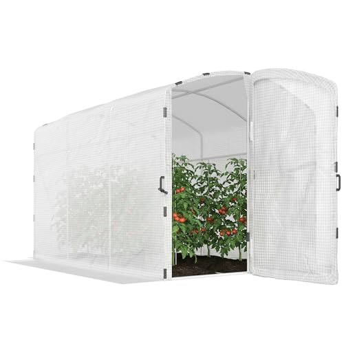 Outsunny Serre Tunnel de Jardin 6m², Serre de Jardin Tunnel 300x200x195cm bâche PE 220g/m², Bords prolongés 50 cm, avec Porte, pour extérieur, Toutes...