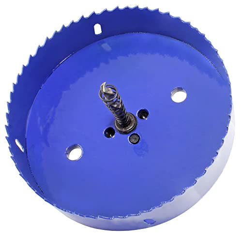 Image of Luomorgo 145mm 5-3 /4 Inch Hole Saw with Arbor | 1 1 /4 inch Cutting Depth, HSS Bi-Metal, For Wood Cornhole Boards Plastic Drywall & Metal Sheet