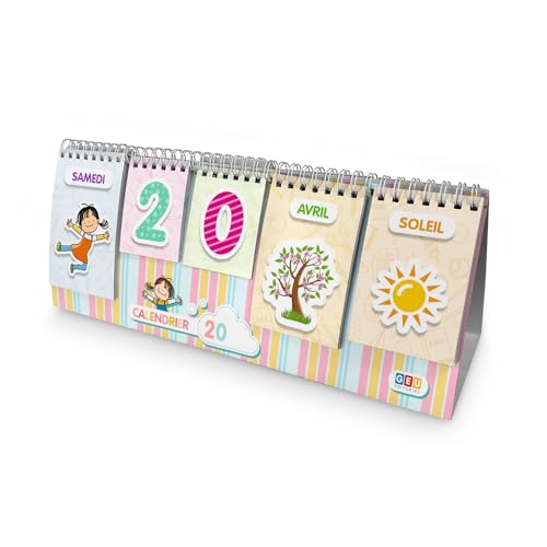 Calendrier pour Enfant | Jeux Educatif Amusant et Intemporel | Permet d'apprendre les jours et les mois et saisons et temps Onglets combinables avec illustrations...