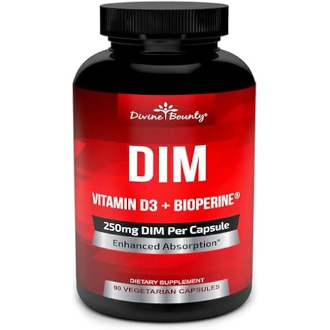 DIM Supplement 250mg with Vitamin D3 Plus BioPerine - Diindolylmethane Menopause & Estrogen Support, Hormone Balance Support for Women and Men - 90 Vegetarian Caps Cover