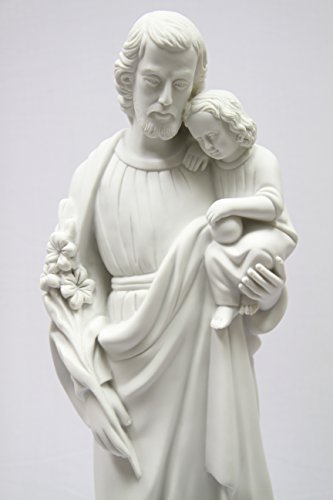 Estatua Blanca de San José con Niño Jesús 27 pulgadas miniatura 2