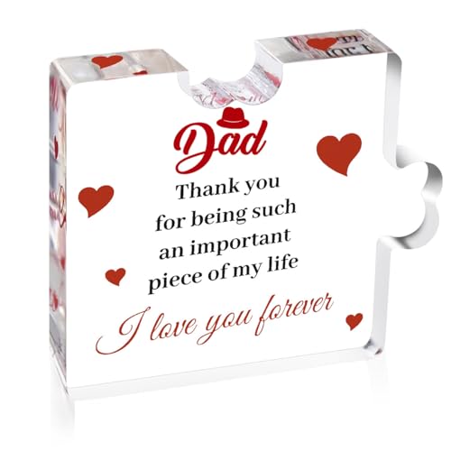 Engraved Acrylic Block Puzzle - Heartwarming Present Gifts Ideas for Dad from Daughter, Son, or Mom...
