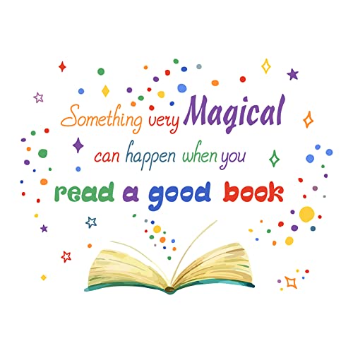 SUPERDANT Reading Book Wall Sticker Reading Corner Wall Decals Something Very Magical Can Happen When You Read A Good Book Wall Decal Nursery Wall Stickers for Study Room Library