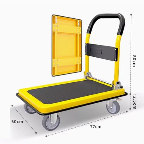 Chariot à plateforme pliable jaune 50x77 cm pour déménagement de bureau - 3