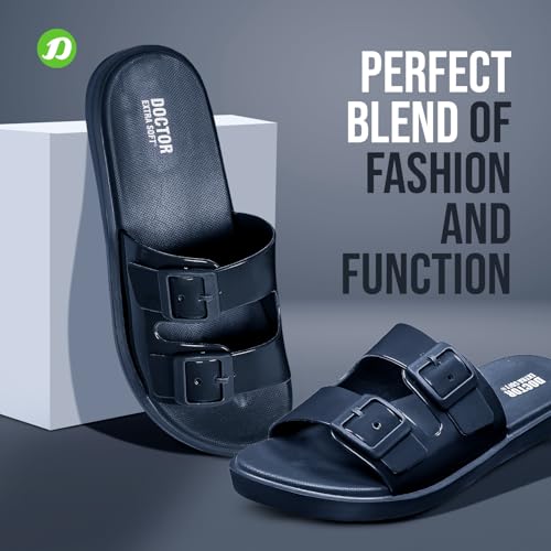 Image of DOCTOR EXTRA SOFT Women's Classic Cushion Sliders /Slippers with Adjustable Buckle Strap for Adult | Comfortable & LightWeight| Stylish & Anti-Skid|Waterproof & Everyday Flip Flops Ladies /Girls New-523