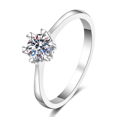 Bague six griffes StarGems RX033 argent 925 plaqué platine taille de pierre 0,5 à 2 carats