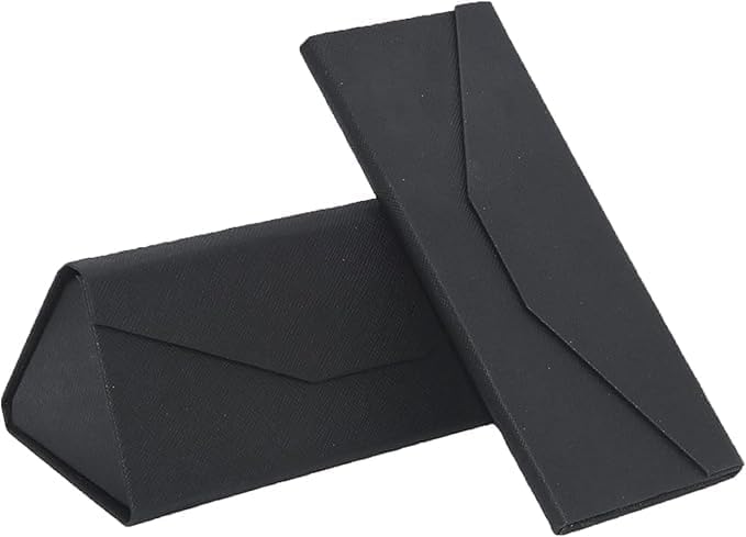 Image of Triangle Foldable Eyeglasses Case with Magnetic Closure - Portable Lightweight Protective Spectacle Box, Stylish Triangular Design, Black