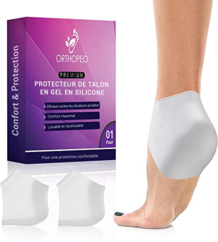 ORTHOPEO© Protection du talon en silicone I Talonnette pour protection anti-ampoules I Protection du talon pour le rétrécissement des chaussures I Lavable Cover