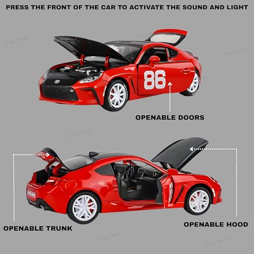 Image of GR86 Diecast Model Car for Kids | 1:32 Scale Alloy Metal Model Pullback Action | Openable Doors, Lights & Sound Effects Toy Car | Perfect for Play & Display | Gift for Kids & Collectors,