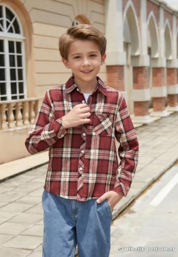 Image of Betusline Boy and Men Button Down Plaid Shirt | Soft,Breathable and Comfortable Fabric