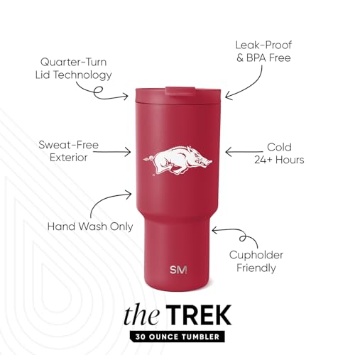 Image of Simple Modern Arkansas Razorbacks Tumbler with Straw | 30oz | Collegiate | Trek Officially Licensed University of Arkansas Insulated Water Bottle, Travel Mug | Football Gift for Men, Dad, Him, Her