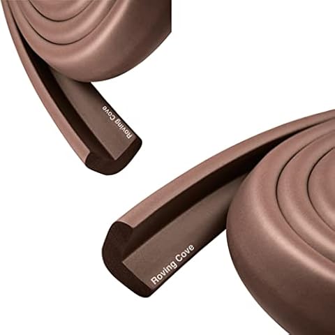 Roving Cove Edge Protector for Baby Proofing (12ft Large Edge Only), Hefty-Fit Heavy-Duty, Soft Rubber Foam, Furniture Edge Bumper Guard, 3M Adhesive, Coffee Brown Cover