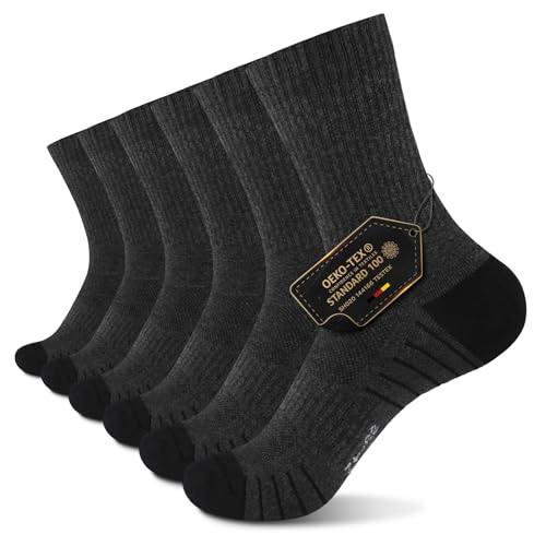 TUUHAW Socken Herren 43-46 Tennissocken Herren Lang Sportsocken Laufsocken Baumwolle Dicke Wandersocken Damen Frottee Baumwollsocken 6 Paar, Dunkelgrau 43-46 TUUHAW Socken Herren 43-46 Tennissocken Herren Lang Sportsocken Laufsocken Baumwolle Dicke Wandersocken Damen Frottee Baumwollsocken 6 Paar, Dunkelgrau 43-46