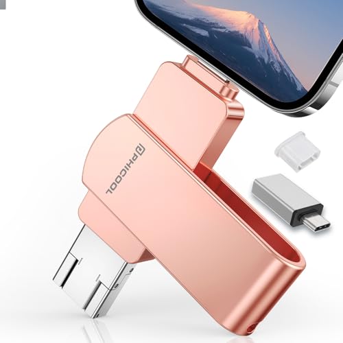 アプリ不要！「256GB」 4in1 phone対応「直結写真即保存」Phone用/Androidスマホ/pad/PCから 直接 usb に 写真データ保存/移す/バックアップ可能 hdd外付けストレージ 容量不足解消 メモリースティックコンパクト設計 usb メモリ- (ピンク, 256, GB)