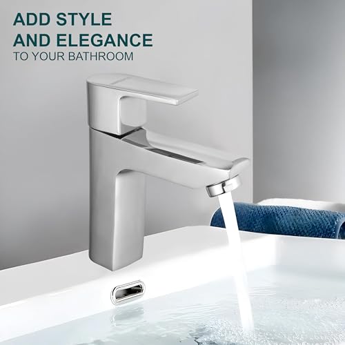 Image of Waterman Leo Pillar Tap for Wash Basin and Sink Table Top Brass Chrome Finish Bathroom Spout Kitchen Faucet Foam Flow Aerator Water Taps (Pack of 2)