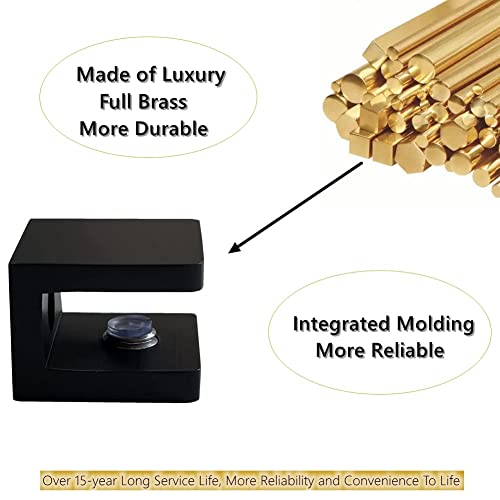 LukLoy Brass Glass Clamp, No Drilling Glass Holder, Glass Shelf Bracket, Glass Clip Support for 8mm - 10mm Glass (4, Matte Black) - Image 3