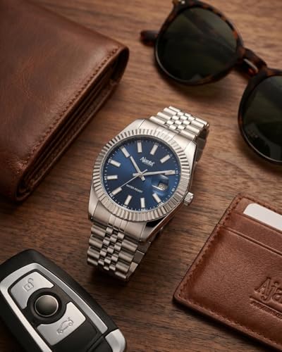 Image of Ajanta Quartz Monaco Men's Analog Watch|| Stainless Steel Bracelet Strap | Day & Date Display | Water Resistant | Fashion Wrist Watch for Men
