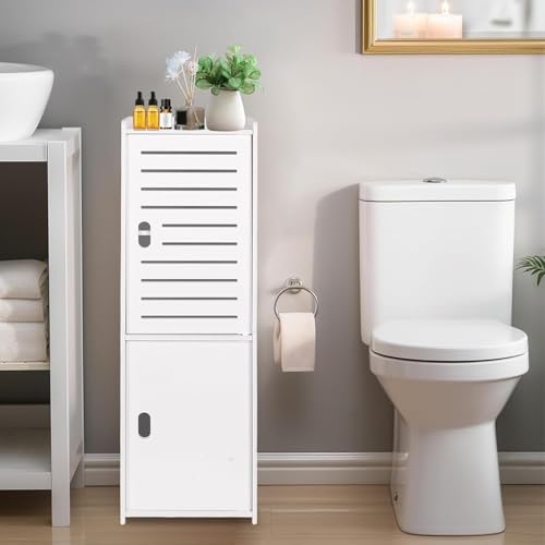 Small Bathroom Storage Cabinet Corner Bathroom Floor Cabinet Freestanding Storage Organizer Narrow Bathroom Shelf for Living Room Kitchen