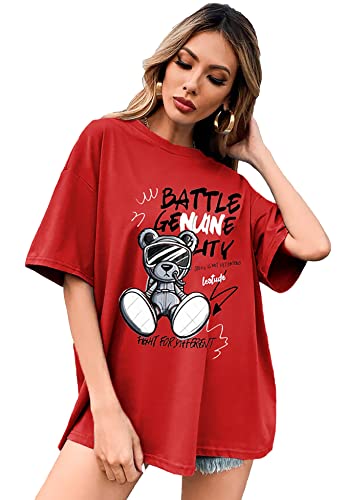 Image of LEOTUDE Oversized Cotton Blend Printed Women's T-Shirts Combo (Pack of 3)