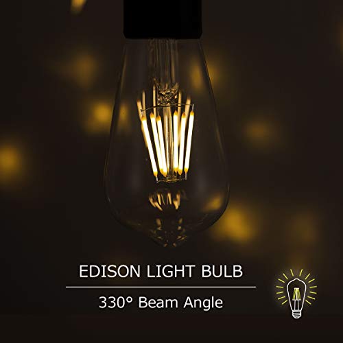 Image of DORESshop 6W Vintage Led Edison Bulbs, Daylight White 4000K, 60W Equivalent, ST58 Antique Style Edison Light Bulb with 80+CRI, 600LM, E26 Medium Base, Non Dimmable, High Brightness Clear Glass, 4Pack | ST58 Antique Style Edison Light Bulb with 80+CRI,E26 Medium Base,Non Dimmable,High Brightness Clear Glass,4Pack Led Bulbs