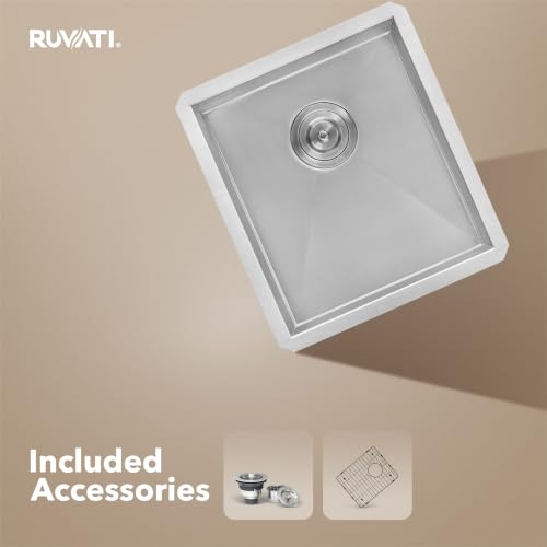 Image of Ruvati 16-inch Undermount 16 Gauge Zero Radius Bar Prep Sink Stainless Steel Single Bowl - RVH7111