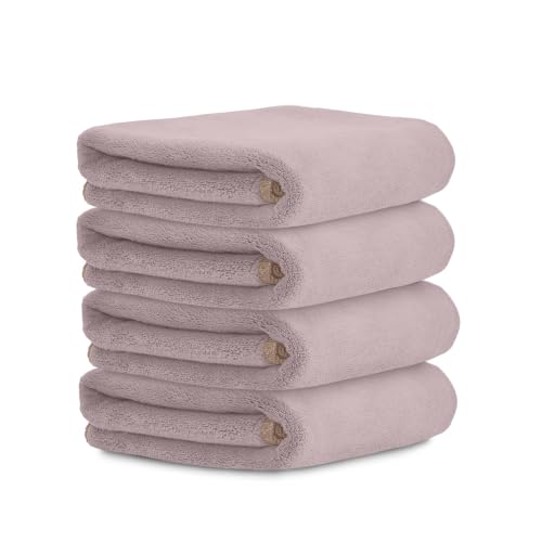 Image of HOUSSE Microfiber Face Towels | Ultra Absorbent, Odour-Free, Quick Dry 450 GSM Face Towel for Home, Gym, Travel, Running and Personal Use | 30x30 cm | Set of 4 in One Colour (Shadow Gray, Pack of 4)