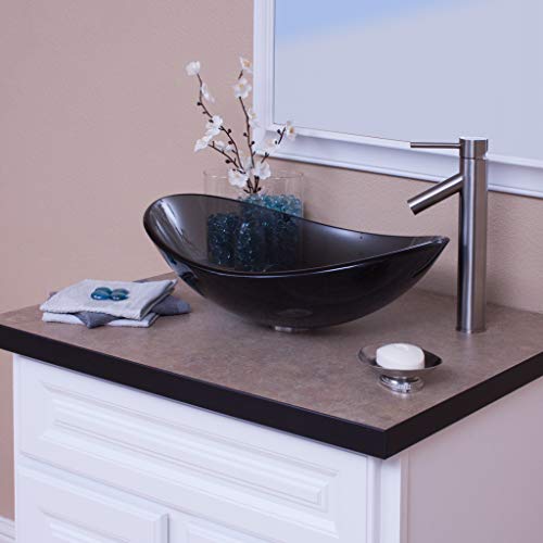 Novatto Tis-324G Bigio Glass Vessel Bathroom Sink, Clear Grey #TOP5