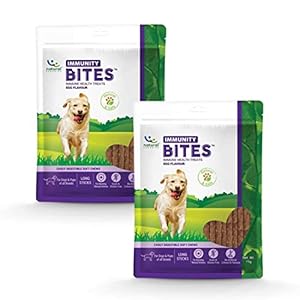 Natural Remedies Immunity Bites- Immune Health Treats, Easily Digestible Soft Chews Long Sticks for Dogs, Pups of All Breeds, Egg Flavour (Pack of 2 - 75 gm Each)