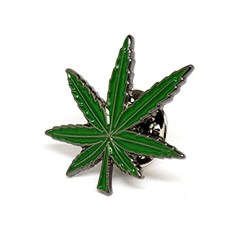 Broche de metal esmaltado Mainly Metal en forma de hoja de marihuana