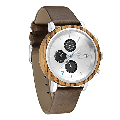 CZOKA Reloj De Madera para Hombres y Mujeres, Natural Nogal Negro/Oliva Movimiento de...