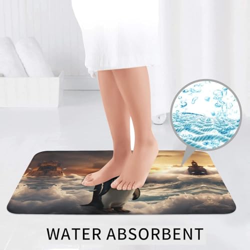Tapis de bain antidérapant séchage rapide lot 3 motif pingouin - 7