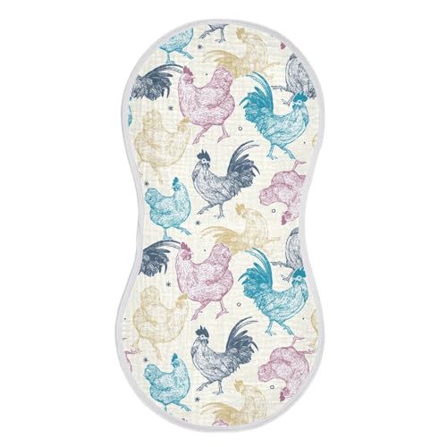 Image of vvfelixl Muslin Burp Cloths Chicken Collection Baby Washcloths for Baby Girl Boys 2 Pack Beige