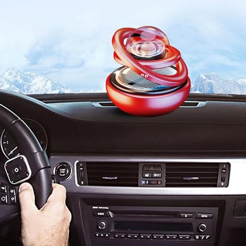 Image of Car Solar air freshener, rotatable air Purifier, Diffuser Car Decoration Accessories for car and Home Interior Fragrance (Red, Cologne)