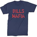 Mens Distressed Bills Mafia Red Print T-Shirt Medium Navy Blue