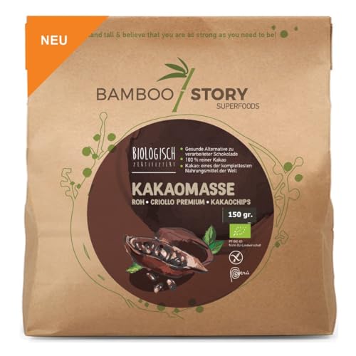 Roh | BAMBOO STORY | Kakaomasse | Kakaochips | Criollo | Peruanishes | Bio | 150g 100% Reine