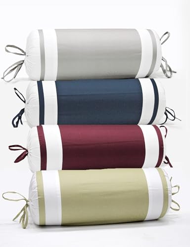 Image of AURAVE Luxurious Cotton Satin 400 TC Bolster Cover with Drawstring Closure, Set of 2, Soft Breathable Durable Machine Washable for Sofa Bed & Home Decor, 15 inchx30 inch, Silver | Cover Only