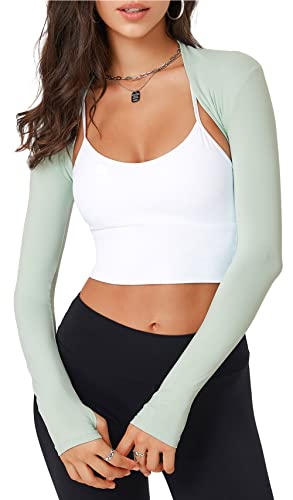 Image of FEOYA Women's Long Sleeve Bolero Open Front Cropped Cardigan Athletic Workout Shrug