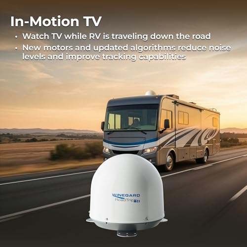Image of Winegard RT2000T Roadtrip T4 in-Motion RV Satellite Antenna - Automatic Multi-Satellite Tracking - Roof Mount Dome - High-Performance Mobile TV - White