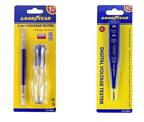 Goodyear Digital Voltage Tester and 2-in-1 Voltage Tester (Blue) Pack of 2 (B07MQD71QN) Amazon Price History, Amazon Price Tracker