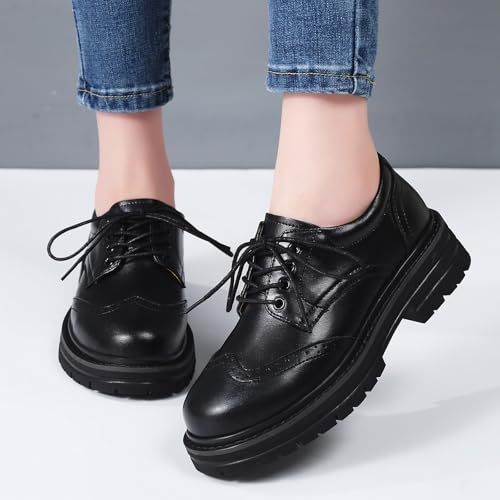 Oxford Shoes for Women Women's Oxford Shoes Platform Classic Lace Up Loafers Comfortable Dress Business Casual Work Office Oxfords Shoe for Ladies - Image 5