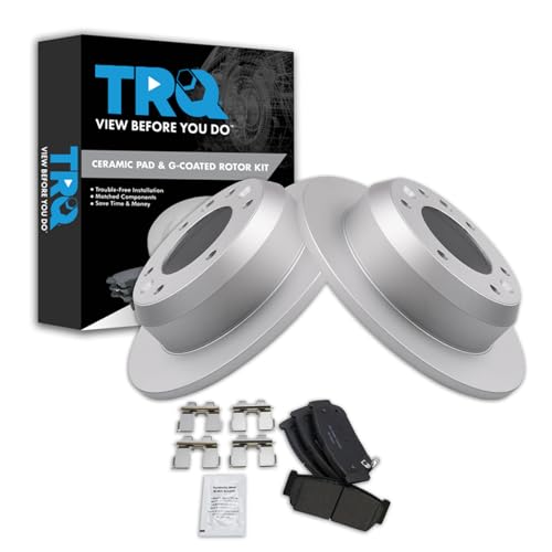 Image of TRQ Rear Brake Pad and Rotor Set Ceramic G Coated Rotors Compatible with 2007 Hyundai Entourage 2006 Kia Sedona