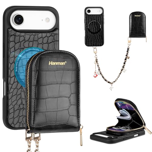 Étui magnétique iPhone 17 Air 2 en 1 amovible anti-RFID noir