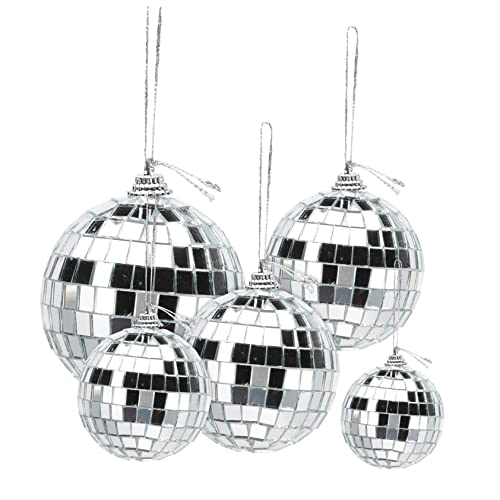 Unomor - 36 piezas de bolas espejadas colgantes plateadas para decoración de fiestas, árbol de Navidad, bodas y eventos de baile